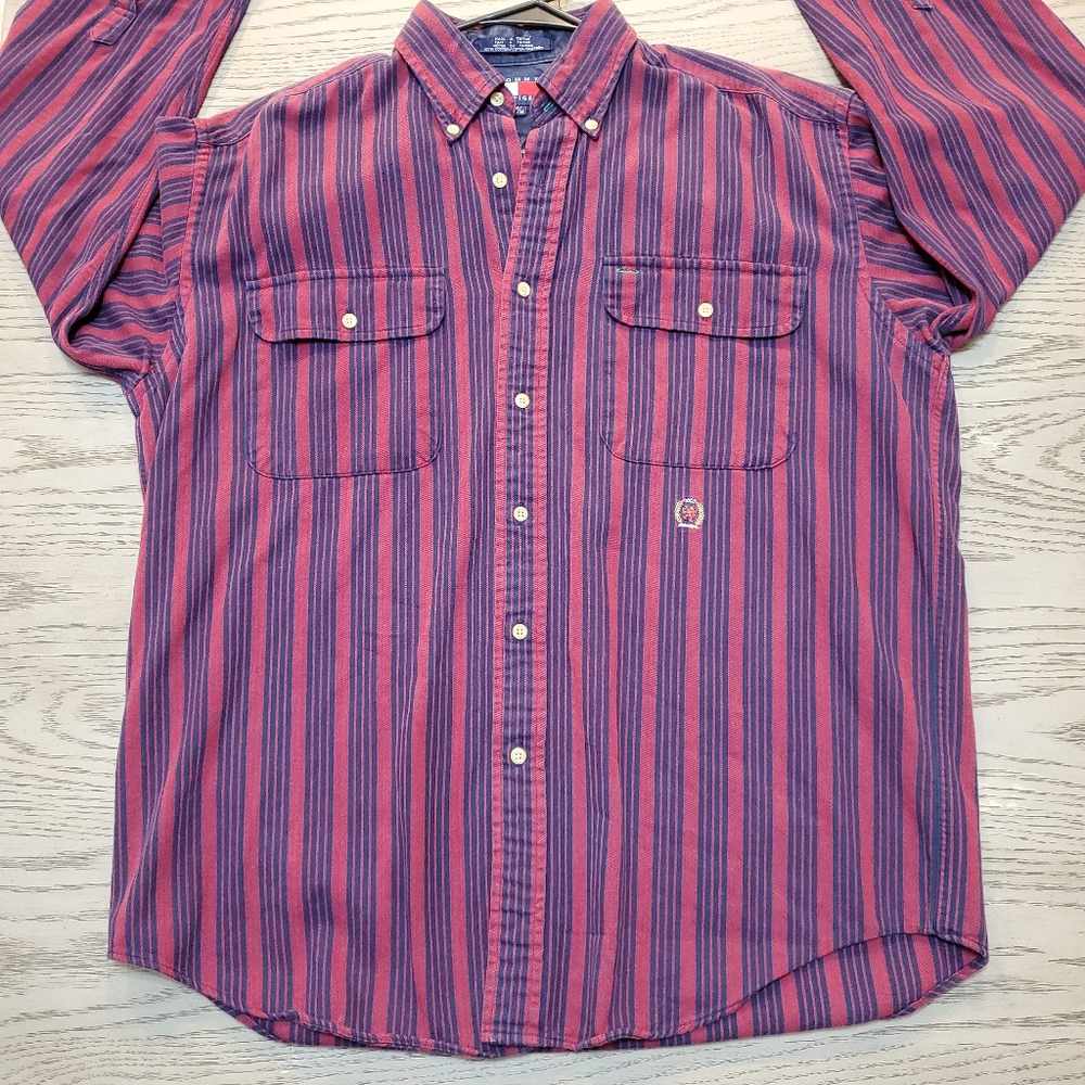 Vntg Tommy Hilfiger Striped Oxford Size M